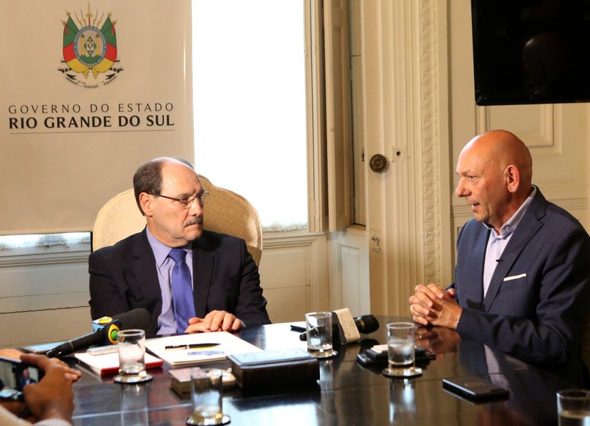 PORTO ALEGRE, RS, BRASIL 31.01.2018: O governador José Ivo Sartori recebeu, nesta quarta-feira (31), o presidente da rede varejista catarinense Havan, Luciano Hang. 