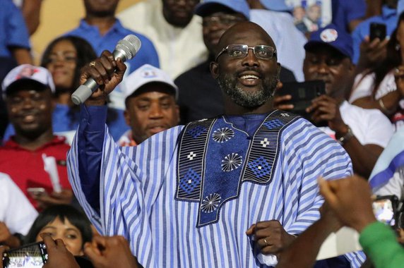 George Weah, former soccer player and presidential candidate of Congress for Democratic Change (CDC), 