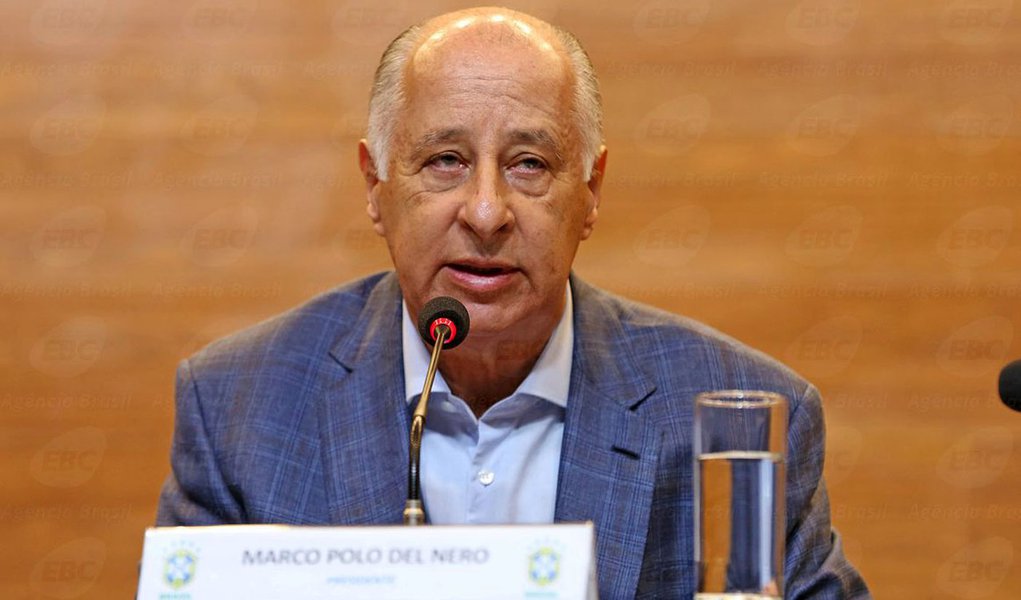 O presidente da Confedera��o Brasileira de Futebol (CBF), Marco Polo Del Nero, durante coletiva na sede da CBF, na Barra da Tijuca, Rio de Janeiro (Divulga��o Rafael Ribeiro / Confedera��o Brasileira de Futebol - CBF)