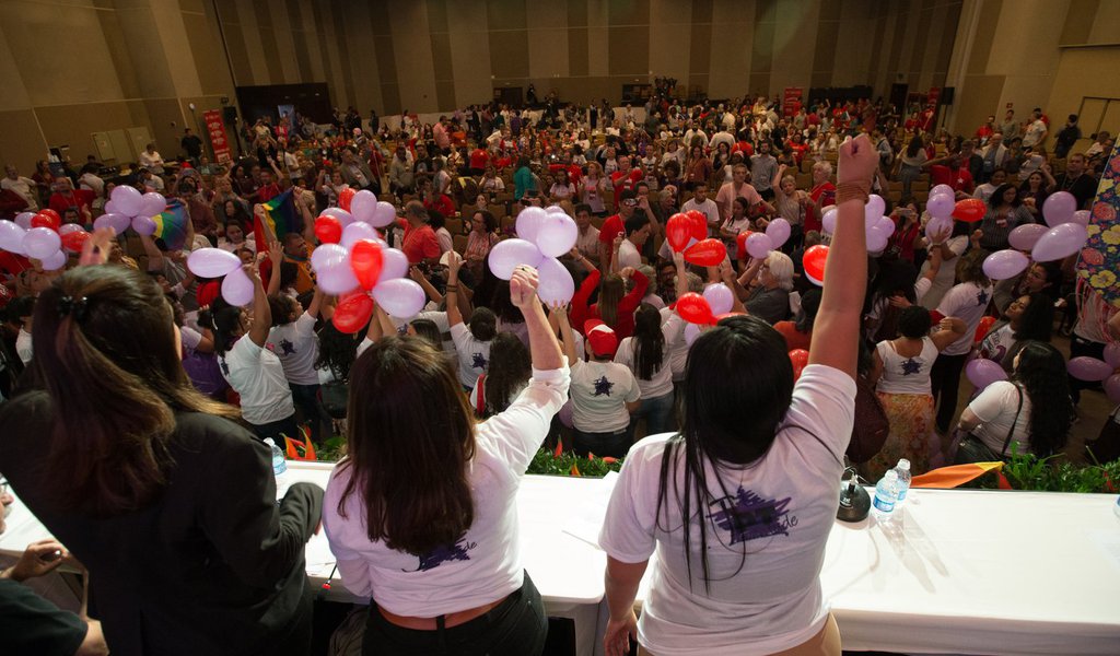 Brasília- DF 02-06-2017 6º Congresso do nacional do PT. Intervenção das mulheres da JPT. "Partido sem machismo" Foto Lula Marques/AGPT