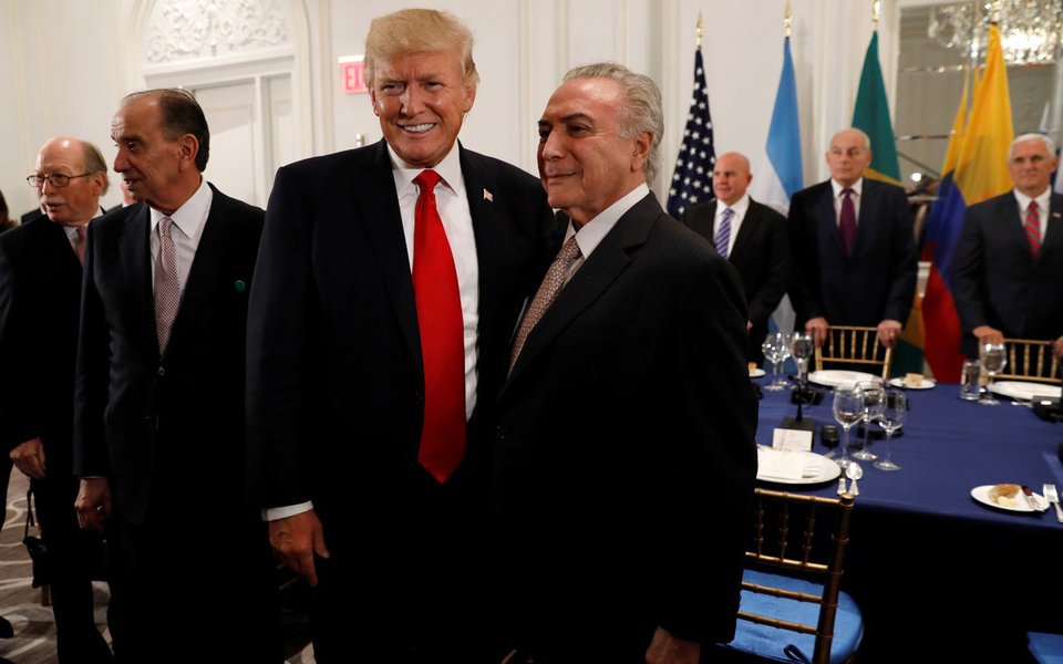 Temer em jantar com Trump em Nova York 18/9/2017 REUTERS/Kevin Lamarque