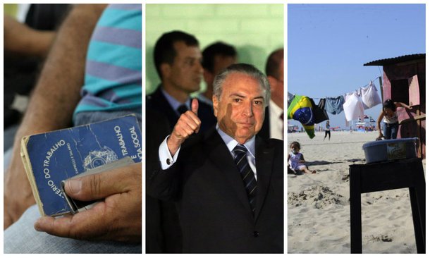 Montagem Michel Temer, desemprego, pobreza 2