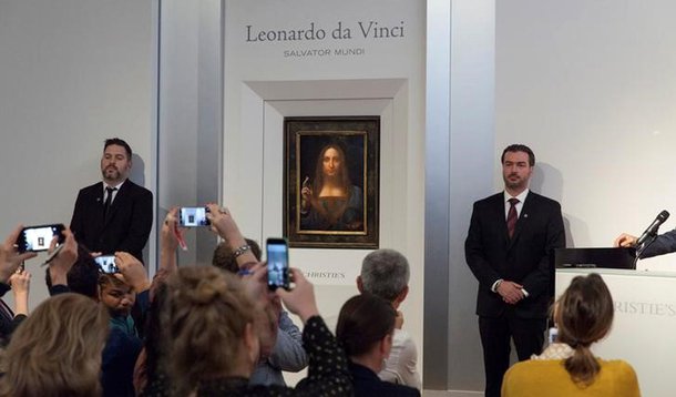 Quadro "Salvator Mundi" de Leonardo da Vinci é exibido na casa de leilões Christie's, em Nova York 10/10/2017 Cortesia da Christie’s/Divulgação via REUTERS