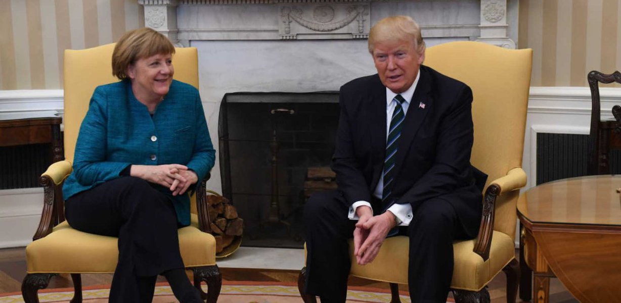 Presidente dos EUA, Donald Trump, e presidente da Alemanha, Angela Merkel