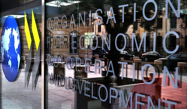 OECD Conference Centre Entrance, New 50th Logo/Banner 31st January, 2011 Paris, France