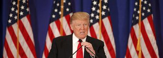 Republican U.S. presidential candidate Donald Trump speaks about the results of the Michigan, Mississippi and other primary elections during a news conference held at his Trump National Golf Club in Jupiter, Florida, March 8, 2016. REUTERS/Joe Skipper