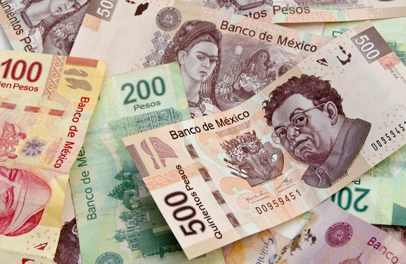 Mexican Pesos, bank notes, currency bills, money background