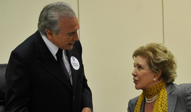 O vice-presidente da República, Michel Temer, e a senadora Marta Suplicy durante reunião sobre a reforma por mais mulheres na política com a Bancada Feminina (José Cruz/Agência Brasil)