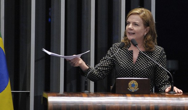 Plenário do Senado Federal durante sessão deliberativa extraordinária. Em discurso, senadora Gleisi Hoffmann (PT-PR). Foto: Waldemir Barreto/Agência Senado