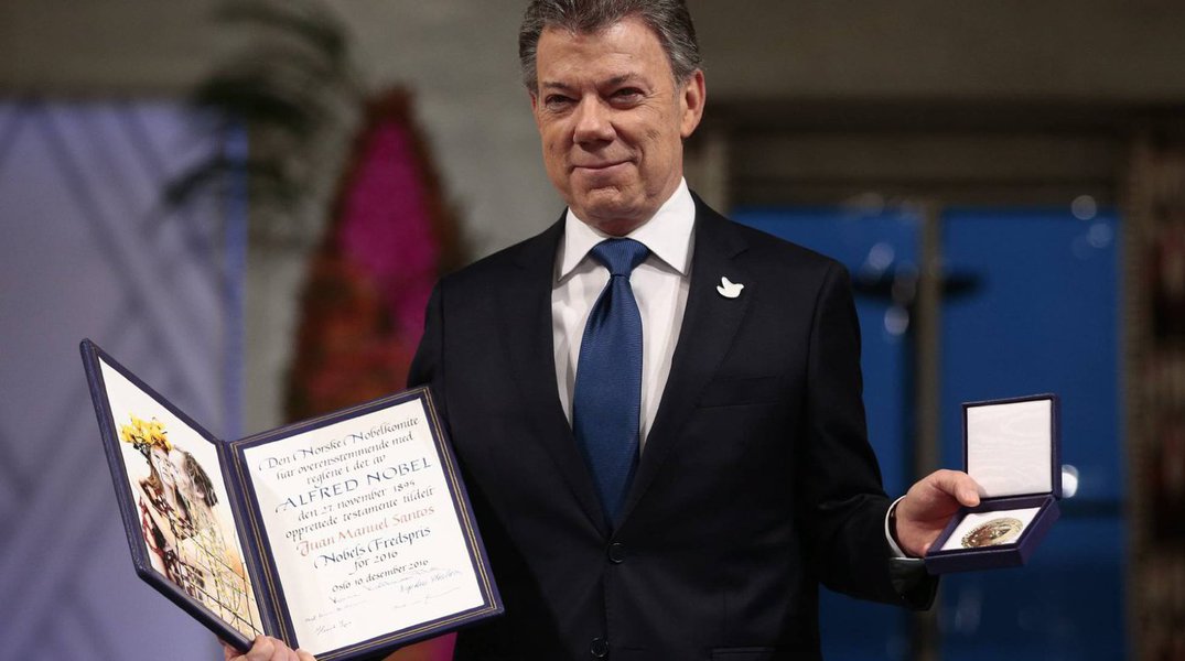 Juan manuel Santos recebe o Nobel da Paz em 2016
