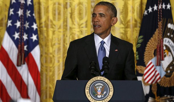U.S. President Barack Obama delivers remarks to members of the U.S. Conference of Mayors in the East Room at the White House in Washington January 21, 2016. 