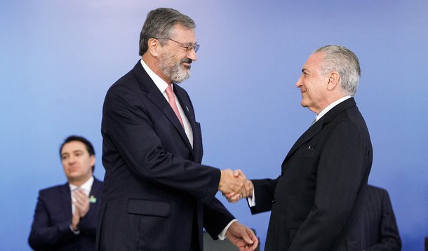 Brasília - DF, 02/06/2016. Presidente Interino Michel Temer durante cerimônia de posse do senhor Torquato Jardim no cargo de Ministro da Transparência, Fiscalização e Controle. Foto: Beto Barata/PR