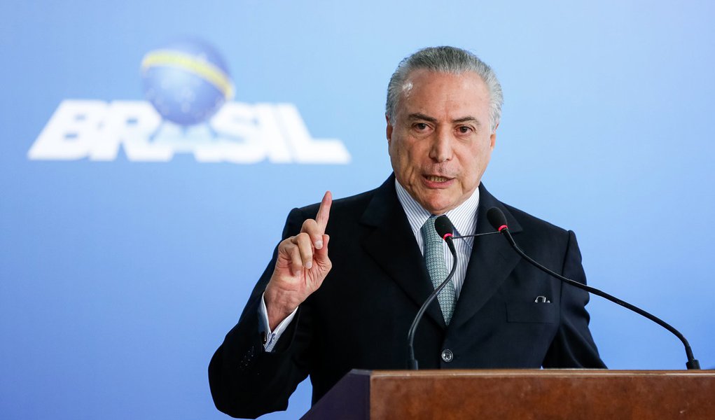 Presidente Interino Michel Temer durante cerimônia de posse do senhor Torquato Jardim no cargo de Ministro da Transparência, Fiscalização e Controle. (Brasília - DF, 02/06/2016) Foto: Beto Barata/PR