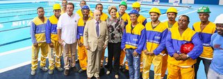 Rio de Janeiro - RJ, 08/04/2016. Presidenta Dilma Rousseff durante cerimônia de inauguração do Estádio Aquático Olímpico e entrega de Unidades Móveis de Suporte Avançado de Vida Foto: Roberto Stuckert Filho/PR