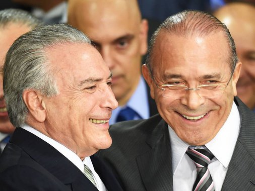 Michel Temer e Eliseu Padilha sorridentes