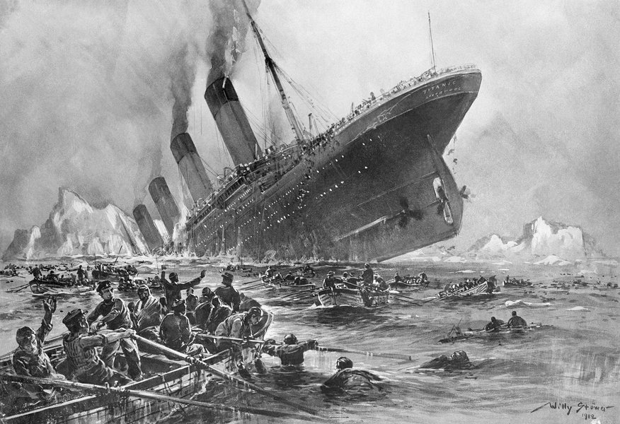 1932 --- Sinking of the Titanic by Willy Stoewer --- Image by Â© Bettmann/CORBIS