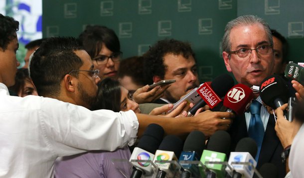 Brasília DF 12/21/2015 Photo Lula Marques President of the Chamber of Deputies, Eduardo Cunha in an interview after meeting leaders.