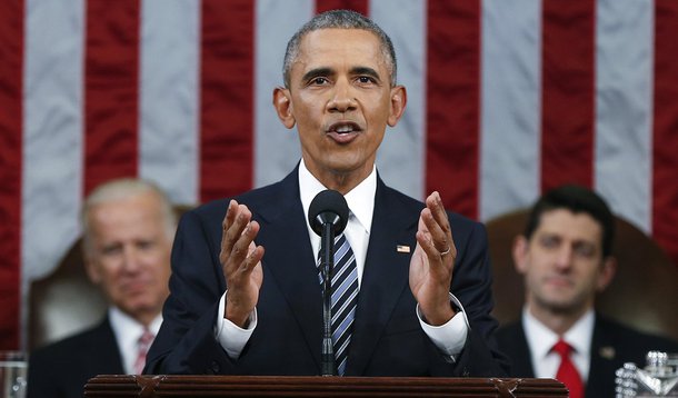 Presidente dos Estados Unidos, Barack Obama, durante discurso anual do Estado da União, em Washington. 13/01/2016 REUTERS/Evan Vucci/Pool