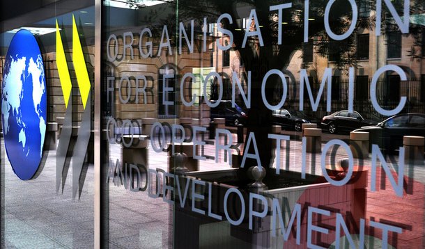 OECD Conference Centre Entrance, New 50th Logo/Banner 31st January, 2011 Paris, France