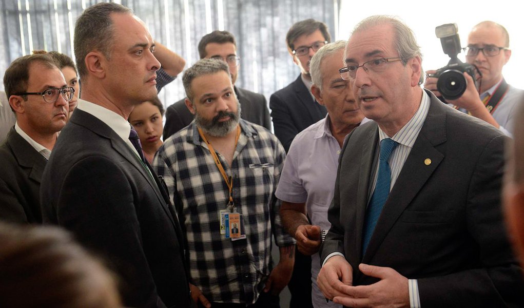 02/10/2015 - O Presidente da Câmara, dep. Eduardo Cunha (PMDB-RJ) visita Comitê de Imprensa da Casa. Foto: Gustavo Lima/ Câmara dos Deputados