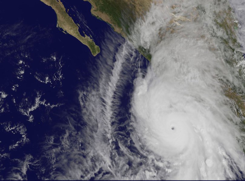 This visible image of Hurricane Patricia was taken from NOAA's GOES-West satellite at 1745 UTC (1:45 p.m. EDT) as it headed for landfall along the western coast of Mexico. Credits: NASA/NOAA GOES Project
