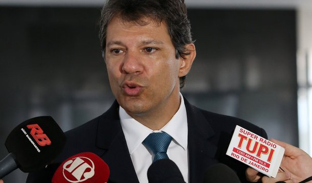 Brasília- DF 05-01- 2016 Foto Lula Marques/Agência PT Prefeito de São Paulo, Fernando Haddad, durante entrevista a imprensa depois de encontro com ministro, Jaques Wagner.