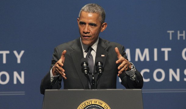 O presidente dos Estados Unidos, Barack Obama, em cÃºpula da Casa Branca sobre ciberseguranÃ§a, em Palo Alto, nos EUA, nesta sexta-feira. 13/02/2015 REUTERS/Robert Galbraith