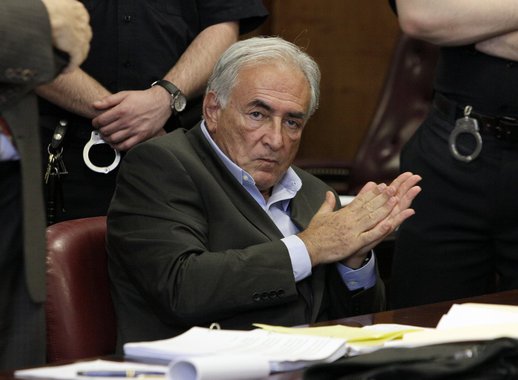 Former International Monetary Fund leader Dominique Strauss-Kahn listens to proceedings in his case in New York state Supreme Court, Thursday, May 19, 2011. A judge set bail at $1 million Thursday, and approved an elaborate arrangement under which the 62-