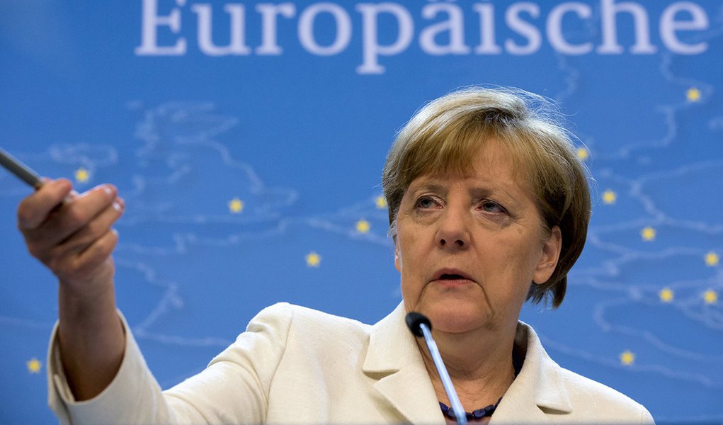 Chanceler alemÃ£, Angela Merkel, durante entrevista coletiva em Bruxelas. 13/07/2015 REUTERS/Philippe Wojazer