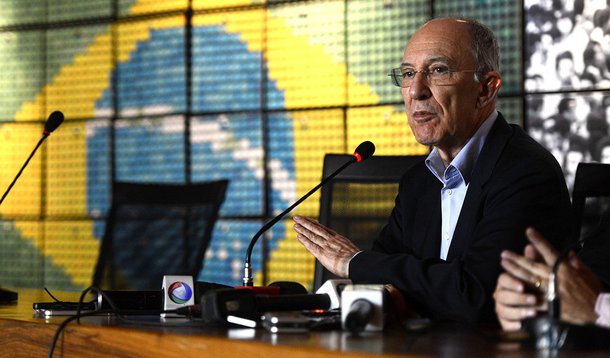 Brasília- DF- Brasil- 17/03/2015- O presidente nacional do PT, Rui Falcão, concede entrevista coletiva na sede do partido em Brasília (José Cruz/Agência Brasil)