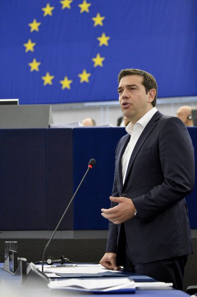 OV Prime Minister of Greece in Plenary session week 28 2015 in Strasbourg