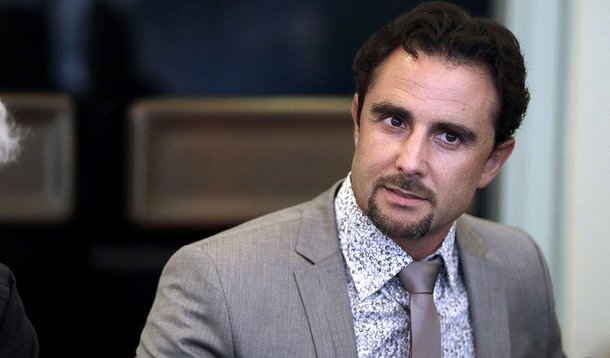 Former French employee of HSBC Private Bank Herve Falciani is seen on July 2, 2013 during his audition at the National Assembly, in Paris. Falciani was auditionned by socialist deputees Yann Galut and Sandrine Mazetier after being allowed to enter France 