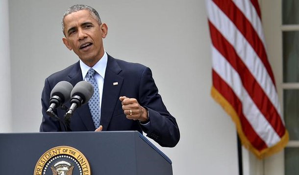 Presidente dos Estados Unidos, Barack Obama, durante discurso sobre o programa nuclear iraniano, em Washington. 03/04/2015   REUTERS/Mike Theiler