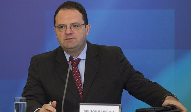O ministro do Planejamento, Nelson Barbosa durante coletiva de imprensa após participarem de reunião de coordenação política com a presidente Dilma Rousseff (Marcelo Camargo/Agência Brasil)