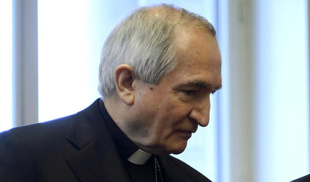 Vatican's UN Ambassador Monsignor Silvano Tomasi, left, speaks with Former Vatican Chief Prosecutor of Clerical Sexual Abuse Charles Scicluna, right, prior to the start of a questioning over clerical sexual abuse of children at the headquarters of the off