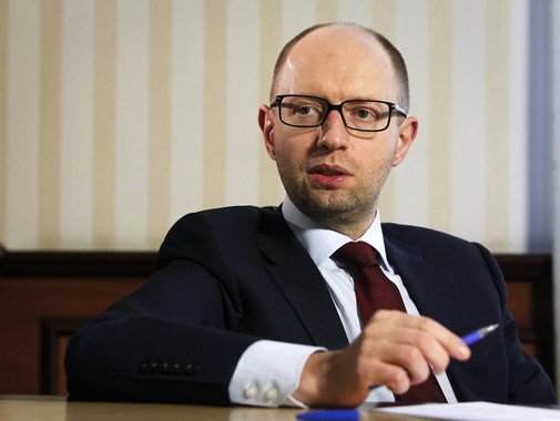 Ukrainian Prime Minister Arseny Yatseniuk listens during an interview with Reuters in Kiev April 3, 2014. The Kiev government will stick to unpopular austerity measures "as the price of independence" as Russia steps up pressure on Ukraine to destabilize i
