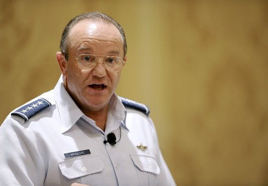 Air Force Vice Chief of Staff Gen. Phil Breedlove gives a presentation on Air Force future operating concepts and Air-Sea Battle July 20, 2011, in Arlington, Va., at an event hosted by the Air Force Association's Mitchell Institute for Airpower Studies.  