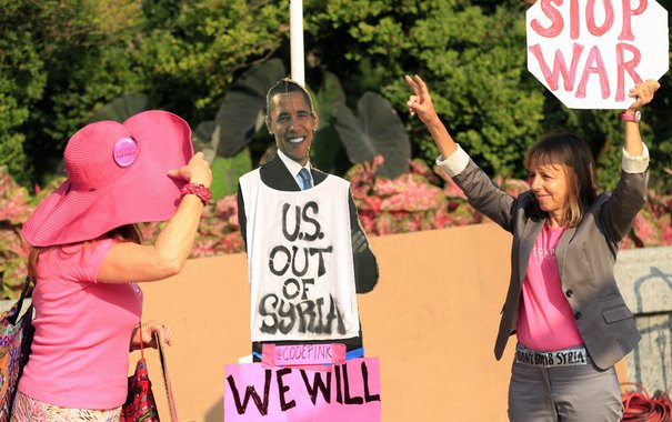Code Pink demonstrators protest against potential U.S. military action in Syria at the U.S. Capitol in Washington September 9, 2013. White House efforts to convince the U.S. Congress to back military action against Syria are not only failing, they seem to