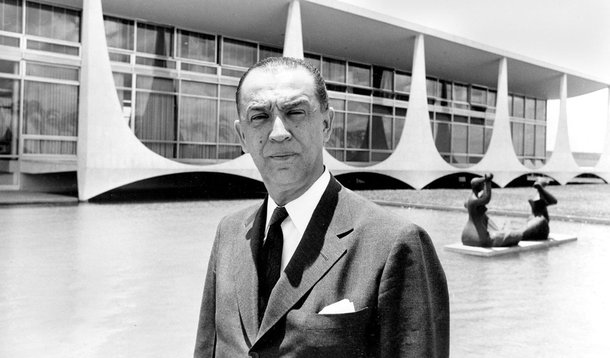 Juscelino Kubitschek, President of Brazil, poses in front of a building in Brasilia, capital of Brazil, in 1960.  (AP Photo)