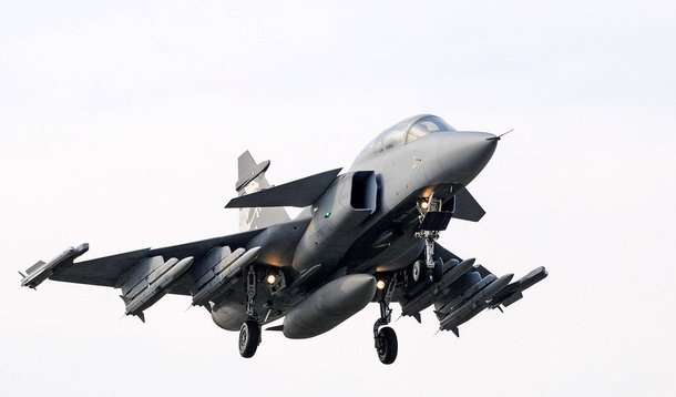 Gripen at Emmen air base, Switzerland. January 2013.