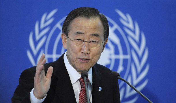 Alemanha, Berlim, Berlim,  04/02/2011. O secretário-geral da Organização das Nações Unidas (ONU) Ban Ki-moon, discursa sobre "As Nações Unidas no mundp moderno" na universidade Humboldt em Berlim, Alemanha.   - Crédito:STEFFI LOOS/ASSOCIATED PRESS/AE/Codi