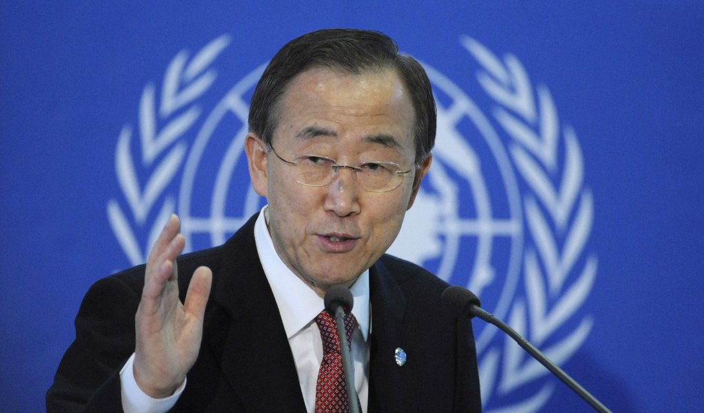 Alemanha, Berlim, Berlim,  04/02/2011. O secretário-geral da Organização das Nações Unidas (ONU) Ban Ki-moon, discursa sobre "As Nações Unidas no mundp moderno" na universidade Humboldt em Berlim, Alemanha.   - Crédito:STEFFI LOOS/ASSOCIATED PRESS/AE/Codi