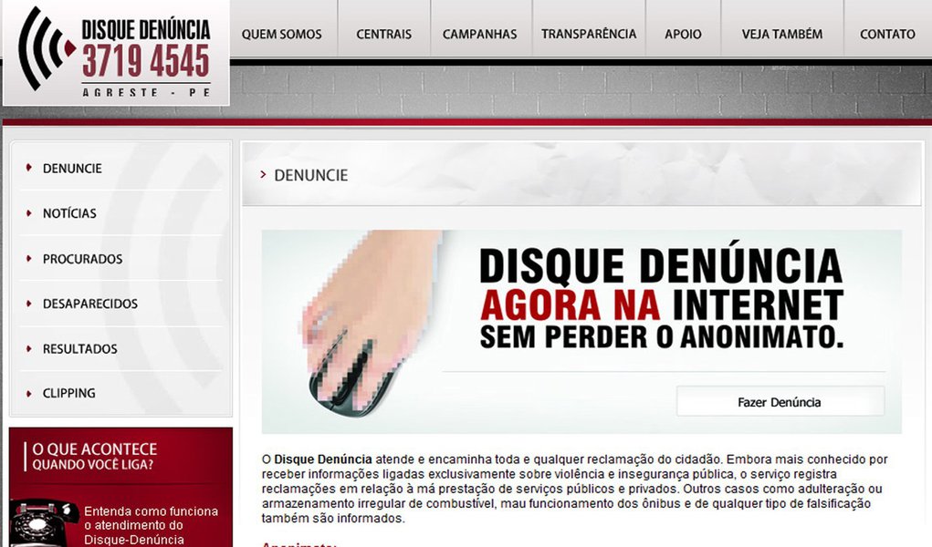 Disque-denúncia cria ferramenta inédita na web