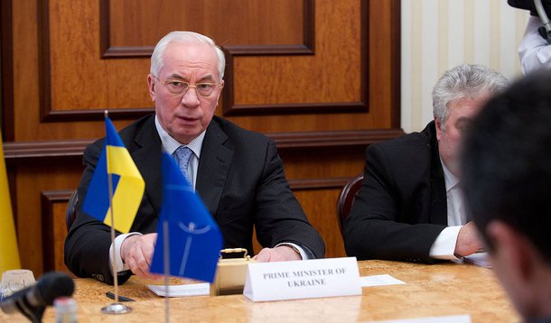 The Prime Minister of Ukraine, Mykola Azarov, during his meeting with NATO Secretary General Anders Fogh Rasmussen