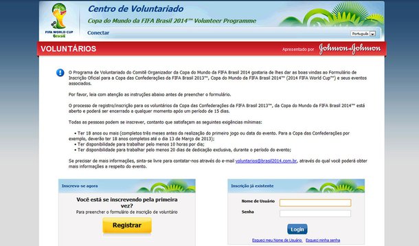 Voluntários podem se inscrever para a Copa