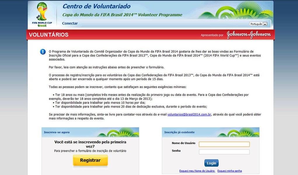 Voluntários podem se inscrever para a Copa