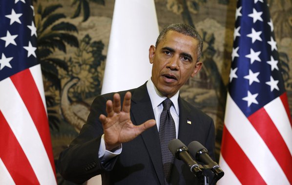 Presidente dos EUA, Barack Obama, durante coletiva de imprensa em Varsóvia. Obama garantiu à Polônia e a seus vizinhos do Leste Europeu nesta terça-feira que o compromisso dos Estados Unidos com a sua segurança é sagrado, no início de uma viagem de quatro