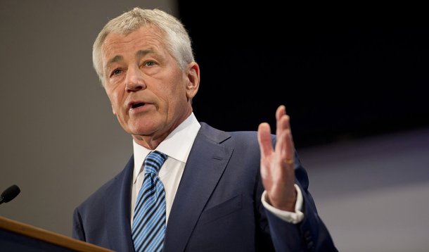 130403-D-NI589-199	Secretary of Defense Chuck Hagel tells the audience of the strategic and fiscal challenges facing the Department of Defense during his speech at the National Defense University on Fort McNair in Washington, D.C., on April 3, 2013.  Hage