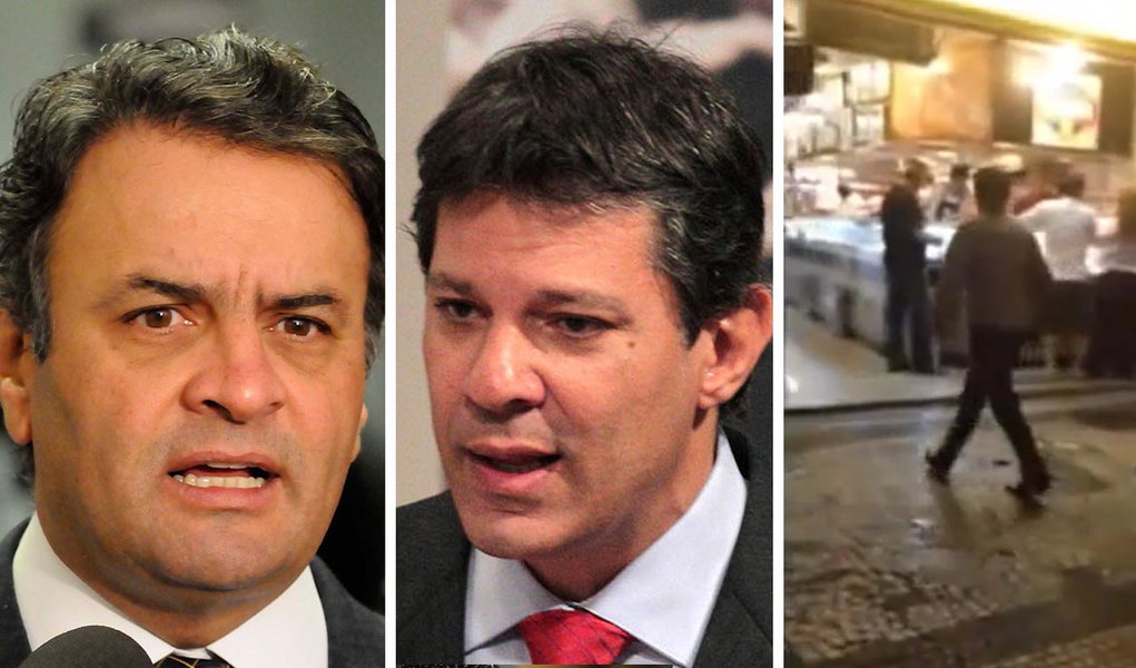 Vestido de anti-PT, Aécio chama Haddad de 'idiota'