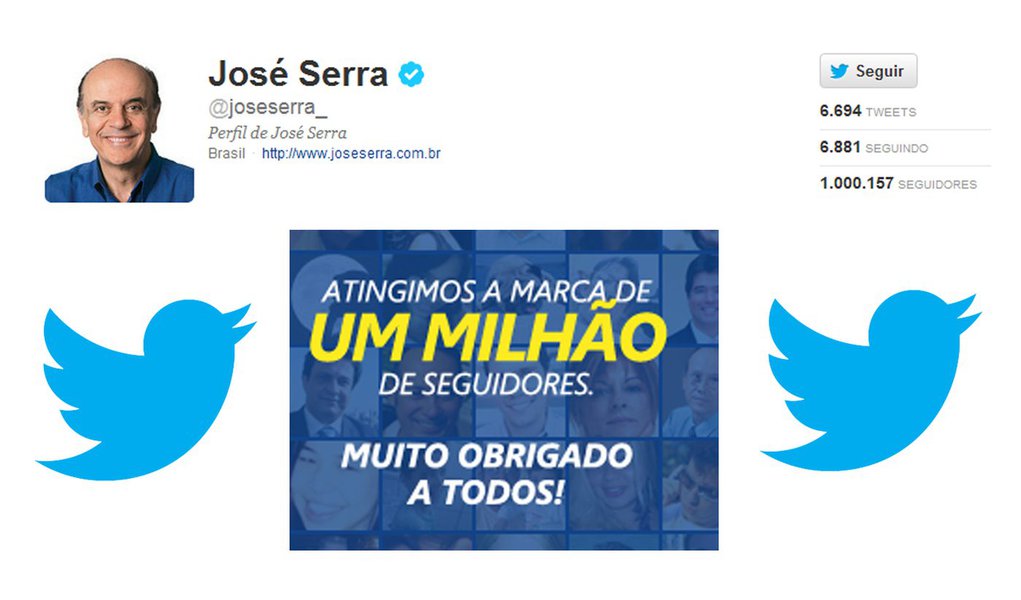 Com 1 milhão no Twitter, Serra desafia rivais na web